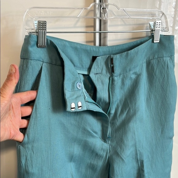 DYNAMITE Yasmin Straight Leg Linen Pants Turquoise, Size 8 - Picture 10 of 14